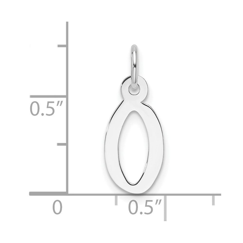 14K White Gold Slanted Block Letter O Initial Charm