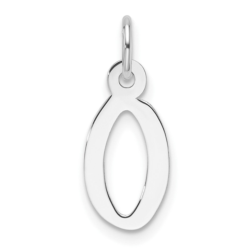 14K White Gold Slanted Block Letter O Initial Charm