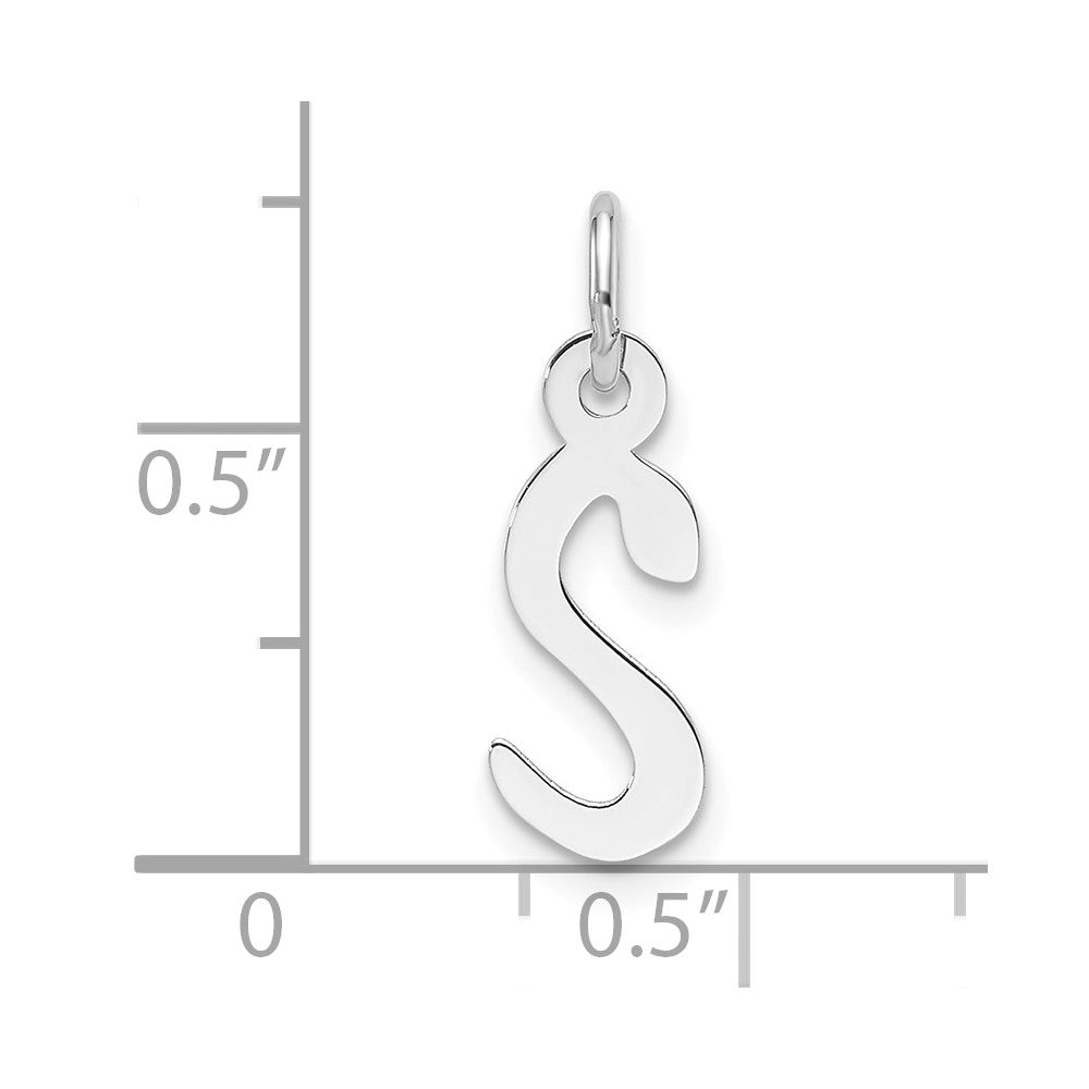 14K White Gold Slanted Block Letter S Initial Charm