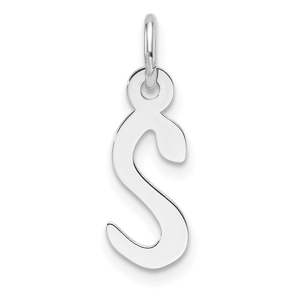 14K White Gold Slanted Block Letter S Initial Charm