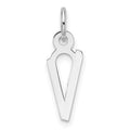 14K White Gold Slanted Block Letter V Initial Charm