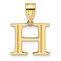 14k Polished Etched Letter H Initial Pendant