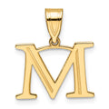 14k Polished Etched Letter M Initial Pendant