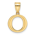 14k Polished Etched Letter O Initial Pendant