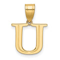 14k Polished Etched Letter U Initial Pendant