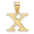 14k Polished Etched Letter X Initial Pendant