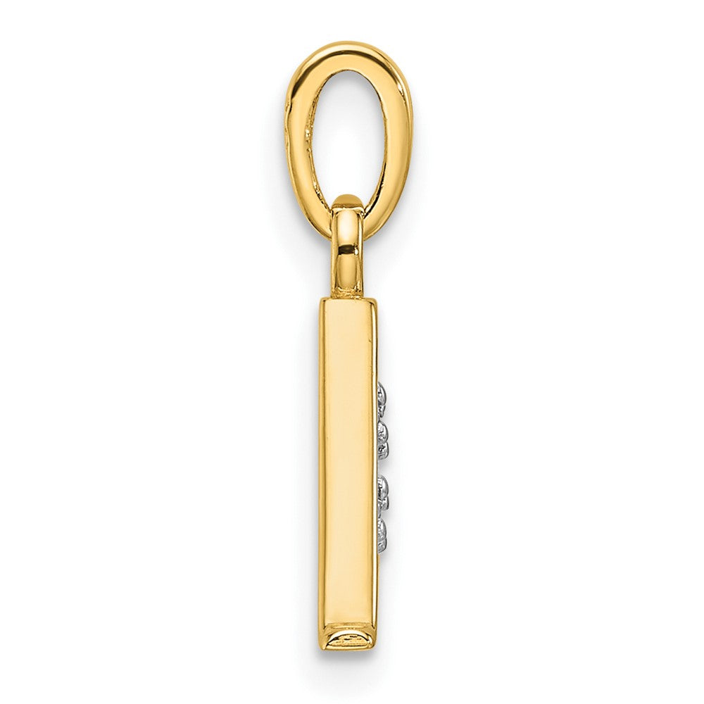 14K with Rhodium Diamond Letter A Initial Pendant