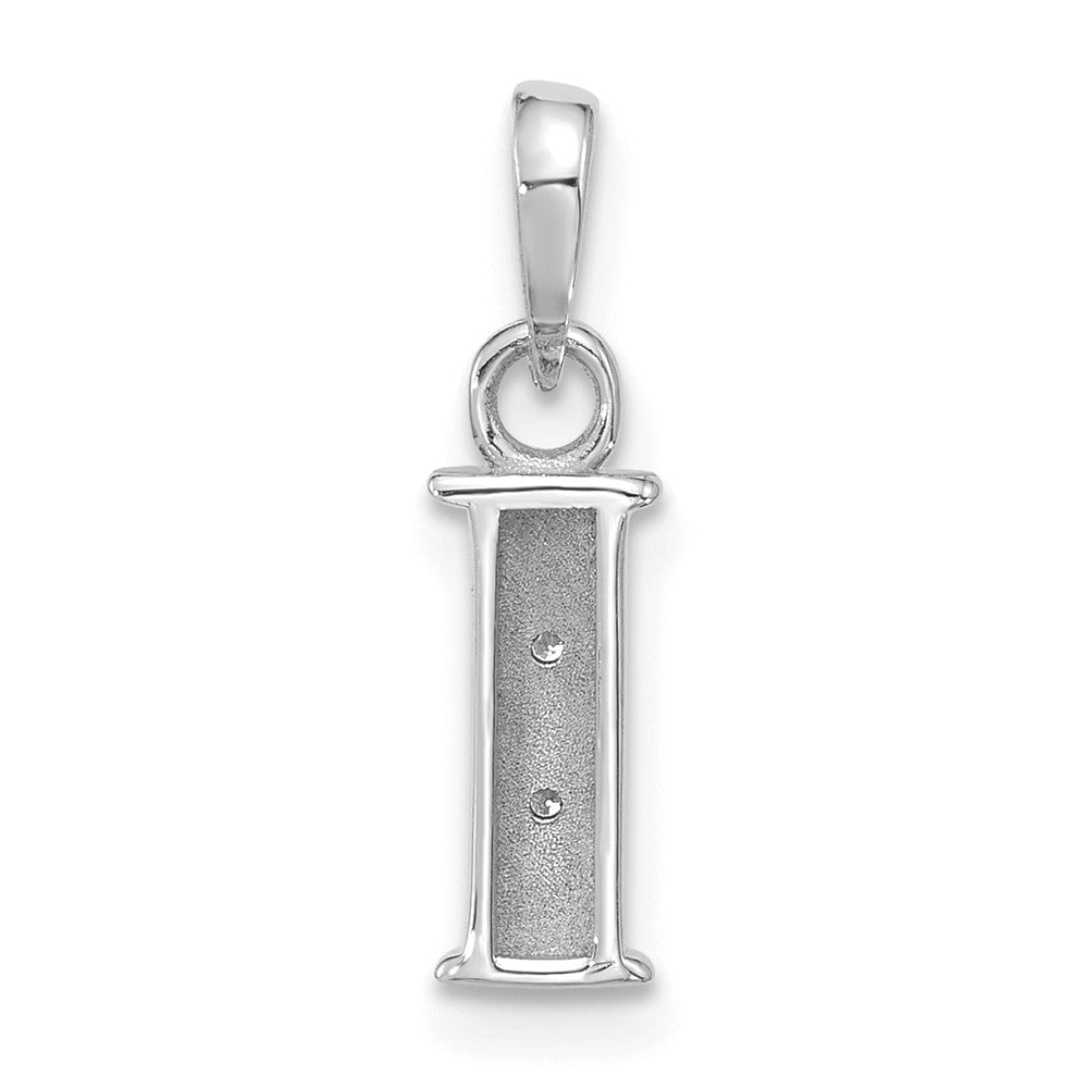 14K White Gold Diamond Letter I Initial Pendant