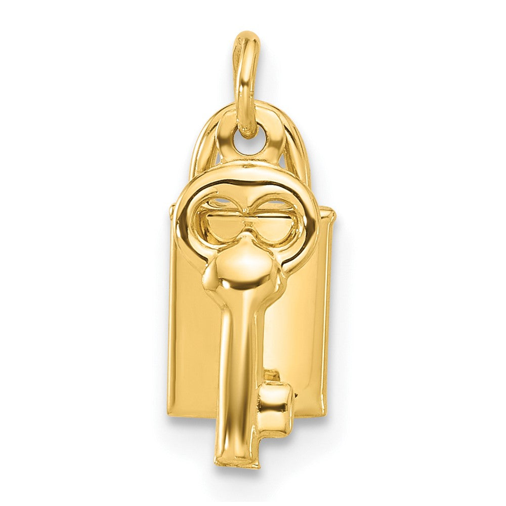 14K Polished Lock and Key Pendant