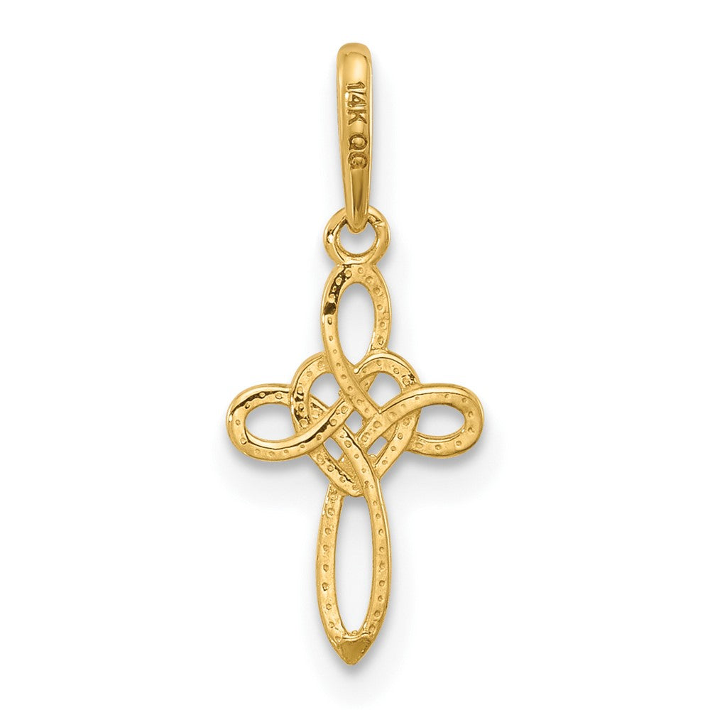 14k Polished Heart Celtic Cross Pendant