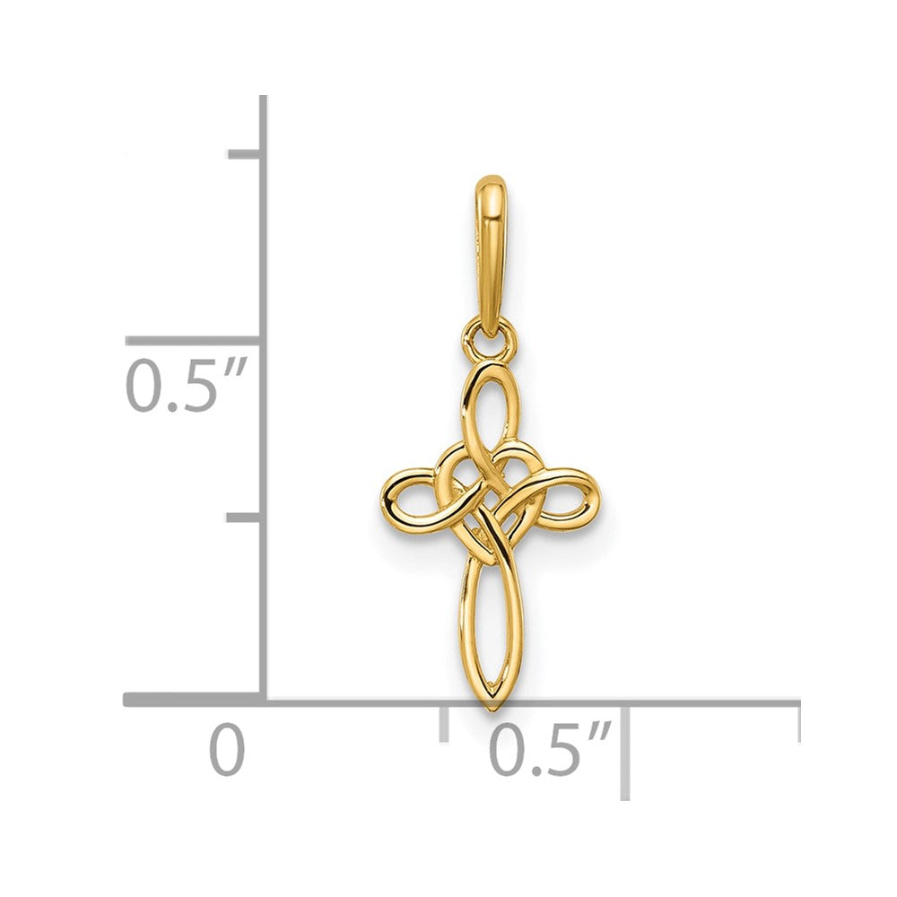 14k Polished Heart Celtic Cross Pendant