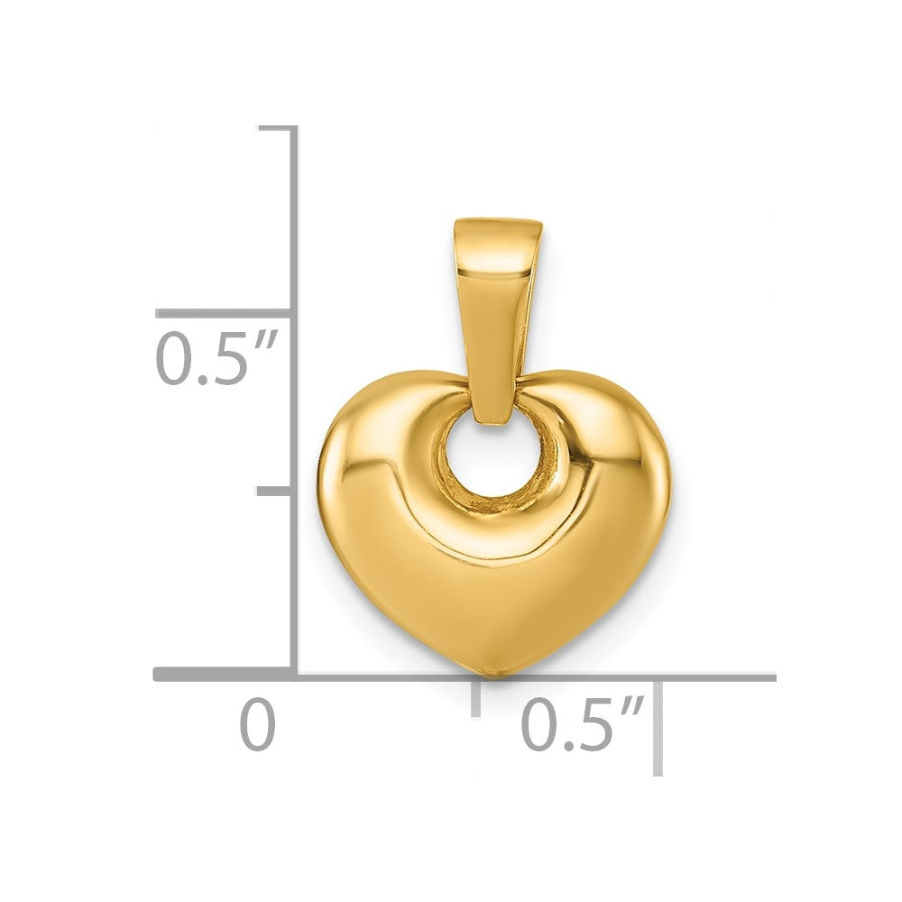 14K Polished Puffed Heart Pendant