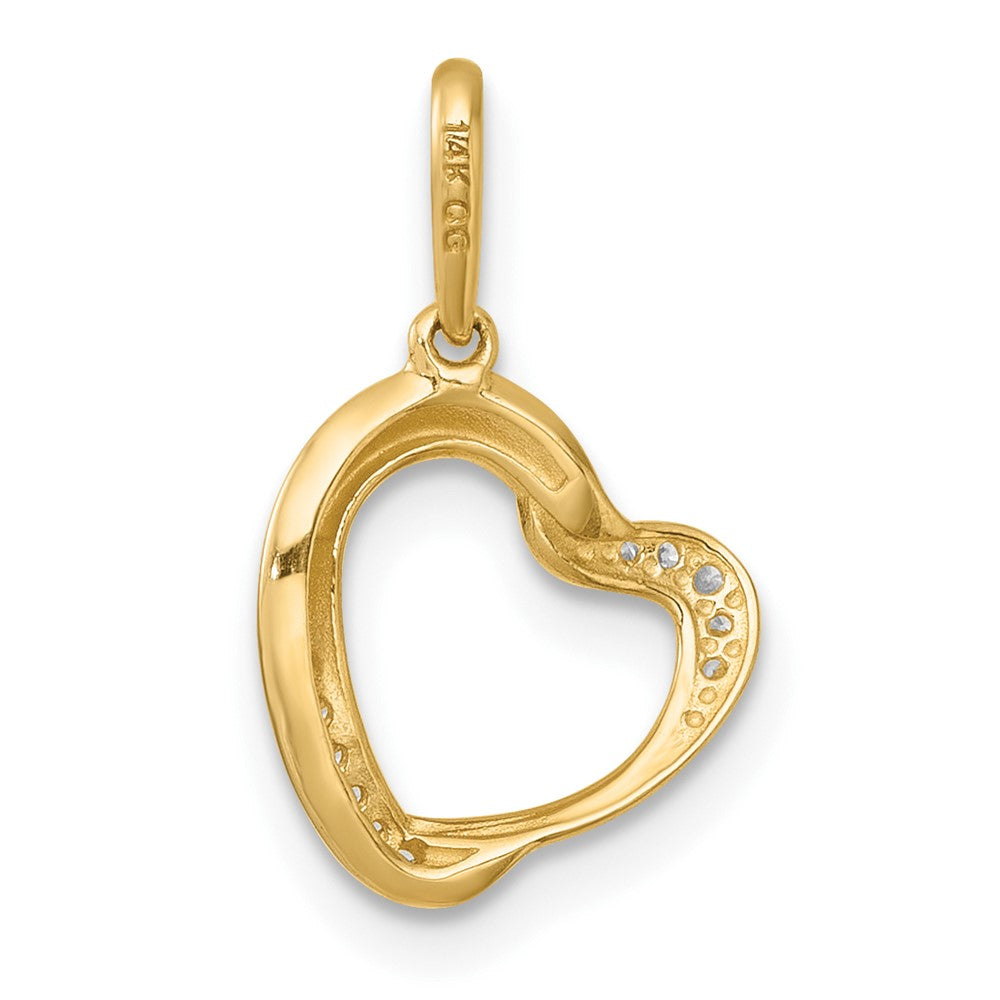 14k Polished CZ Fancy Open Heart Pendant