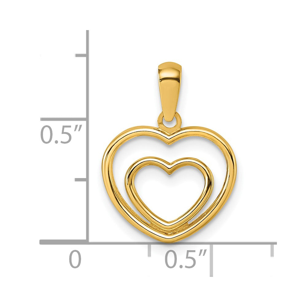 14K Polished Double Heart Pendant