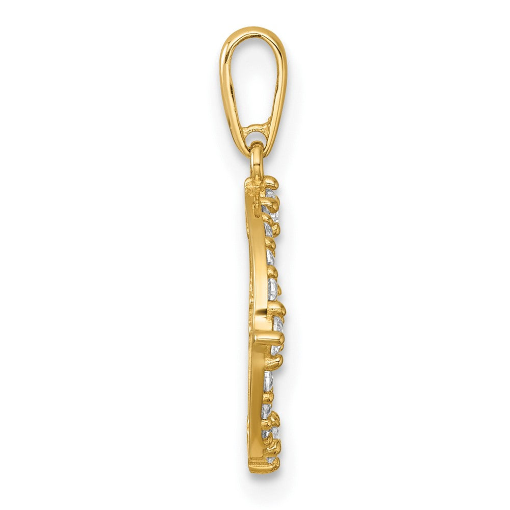 14k Polished CZ Circle Pendant
