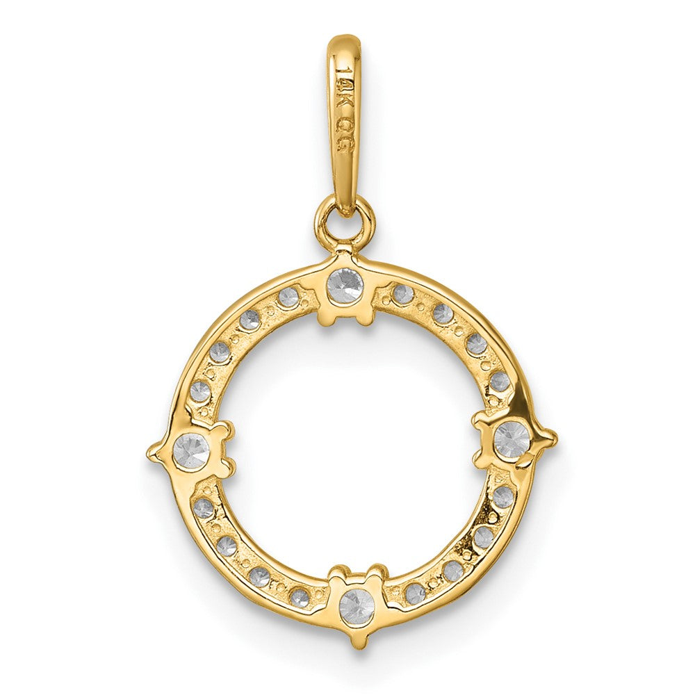 14k Polished CZ Circle Pendant