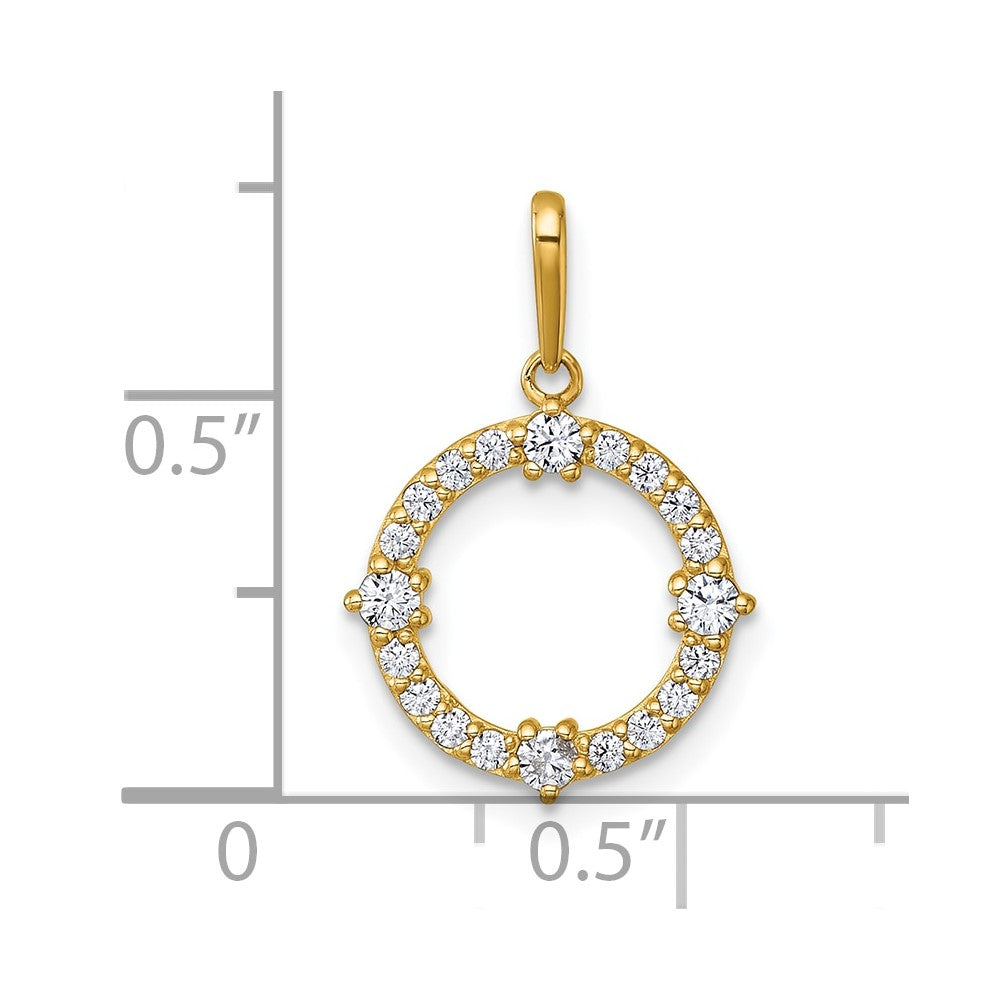 14k Polished CZ Circle Pendant