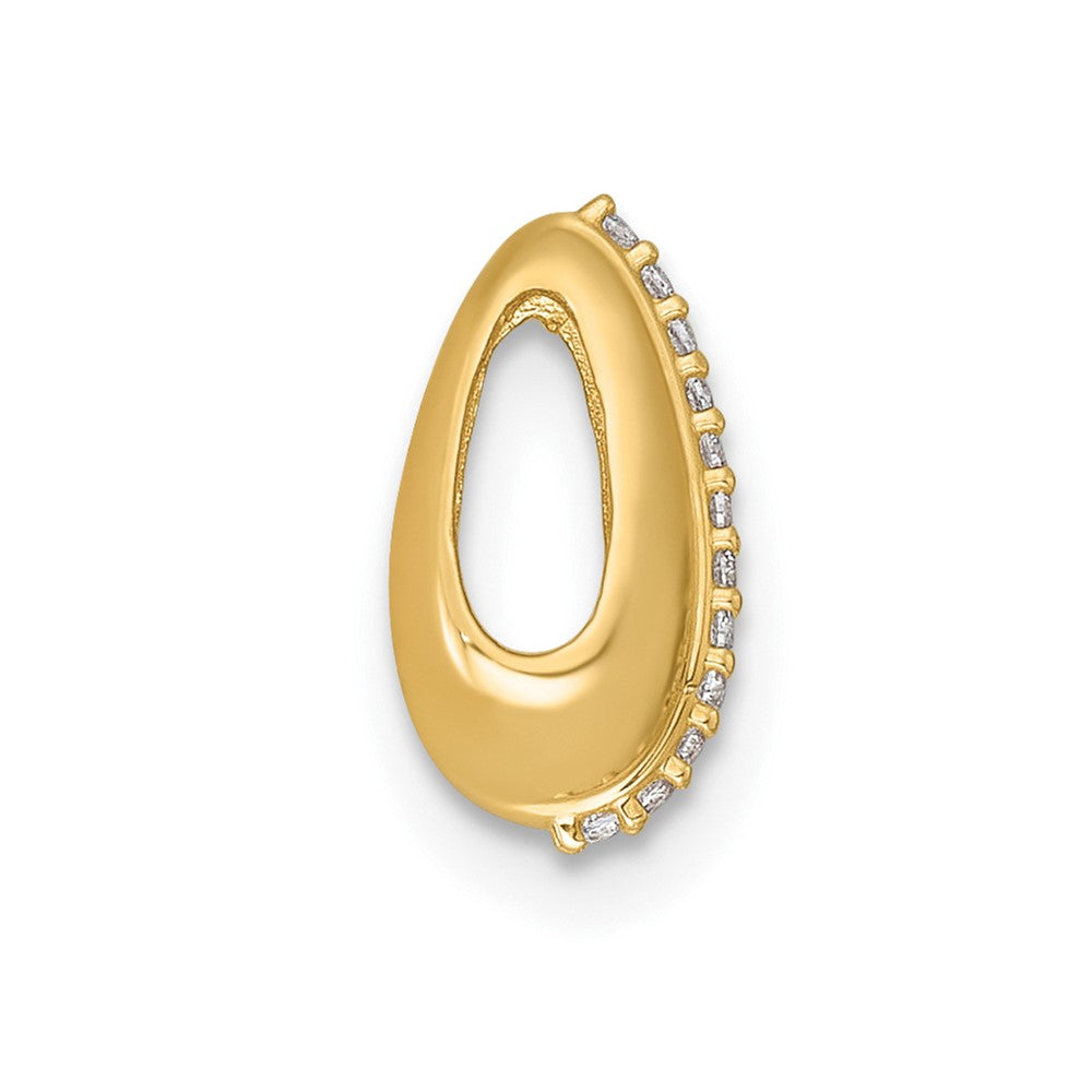14k Polished CZ Domed Teardrop Chain Slide
