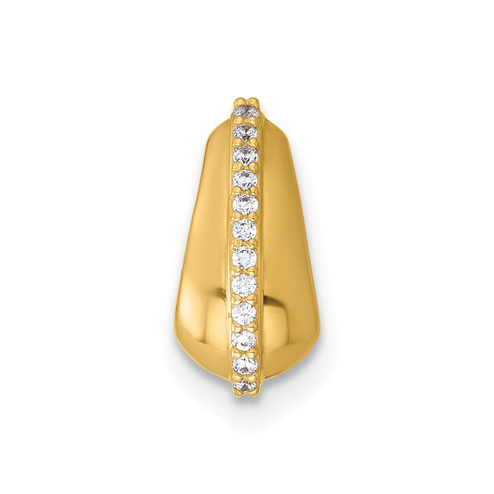 14k Polished CZ Domed Teardrop Chain Slide