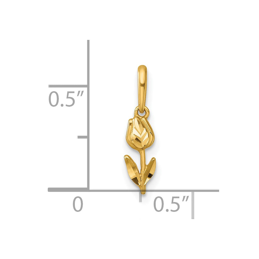 14k Polished and Diamond-cut Tulip Pendant