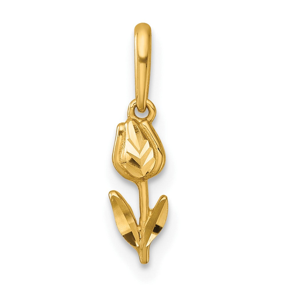 14k Polished and Diamond-cut Tulip Pendant