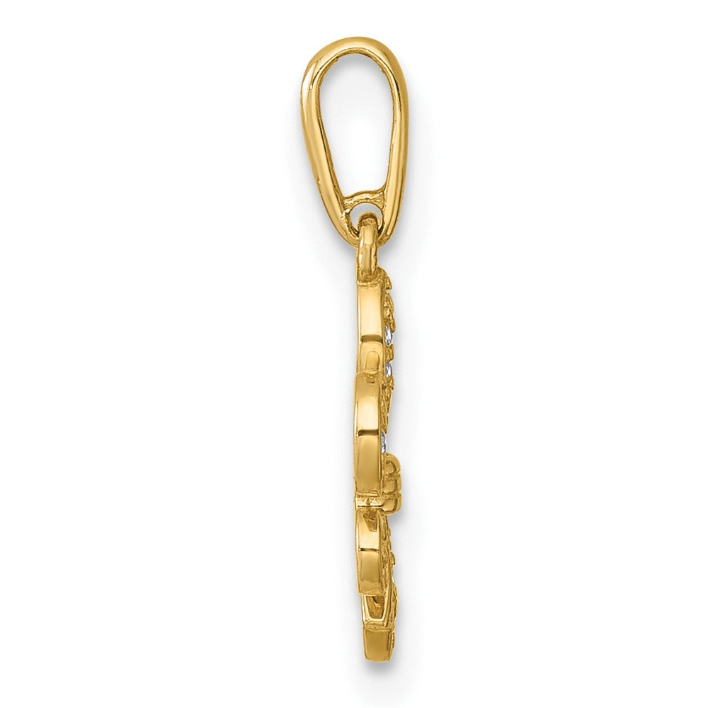 14k Polished CZ Fleur de lis Pendant