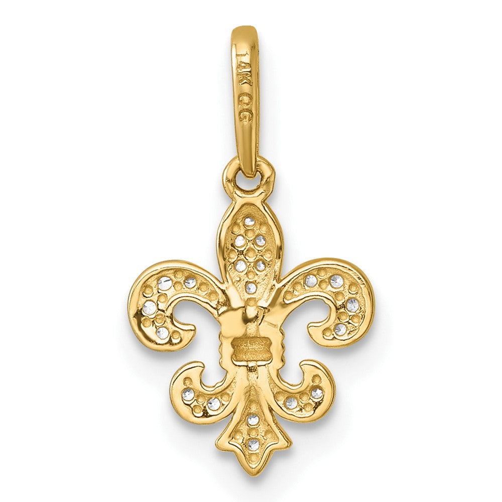 14k Polished CZ Fleur de lis Pendant