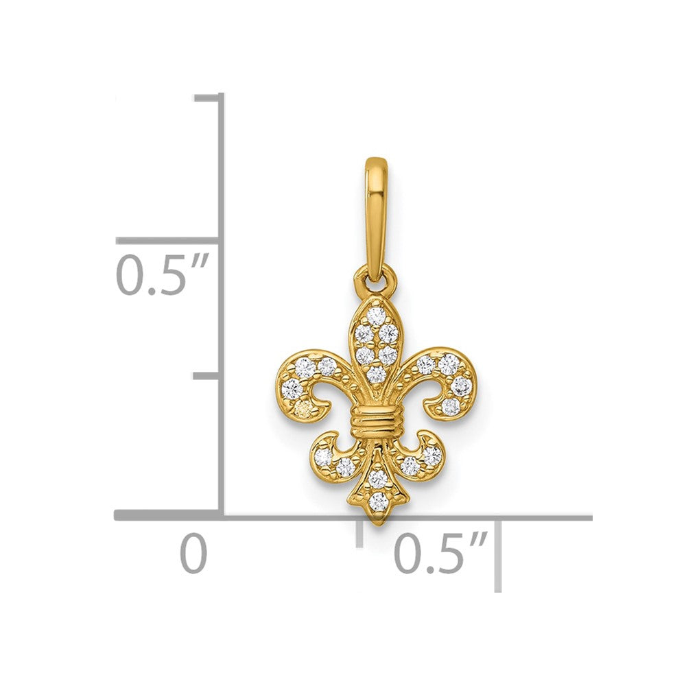 14k Polished CZ Fleur de lis Pendant