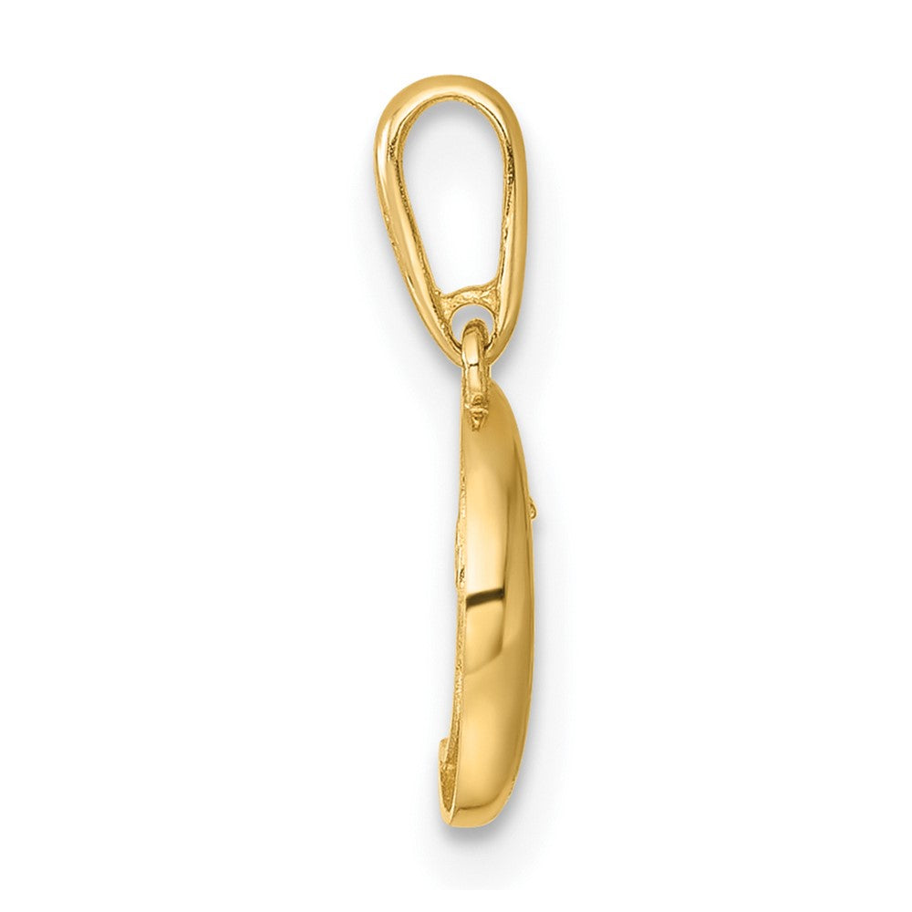 14k Polished CZ Moon Pendant