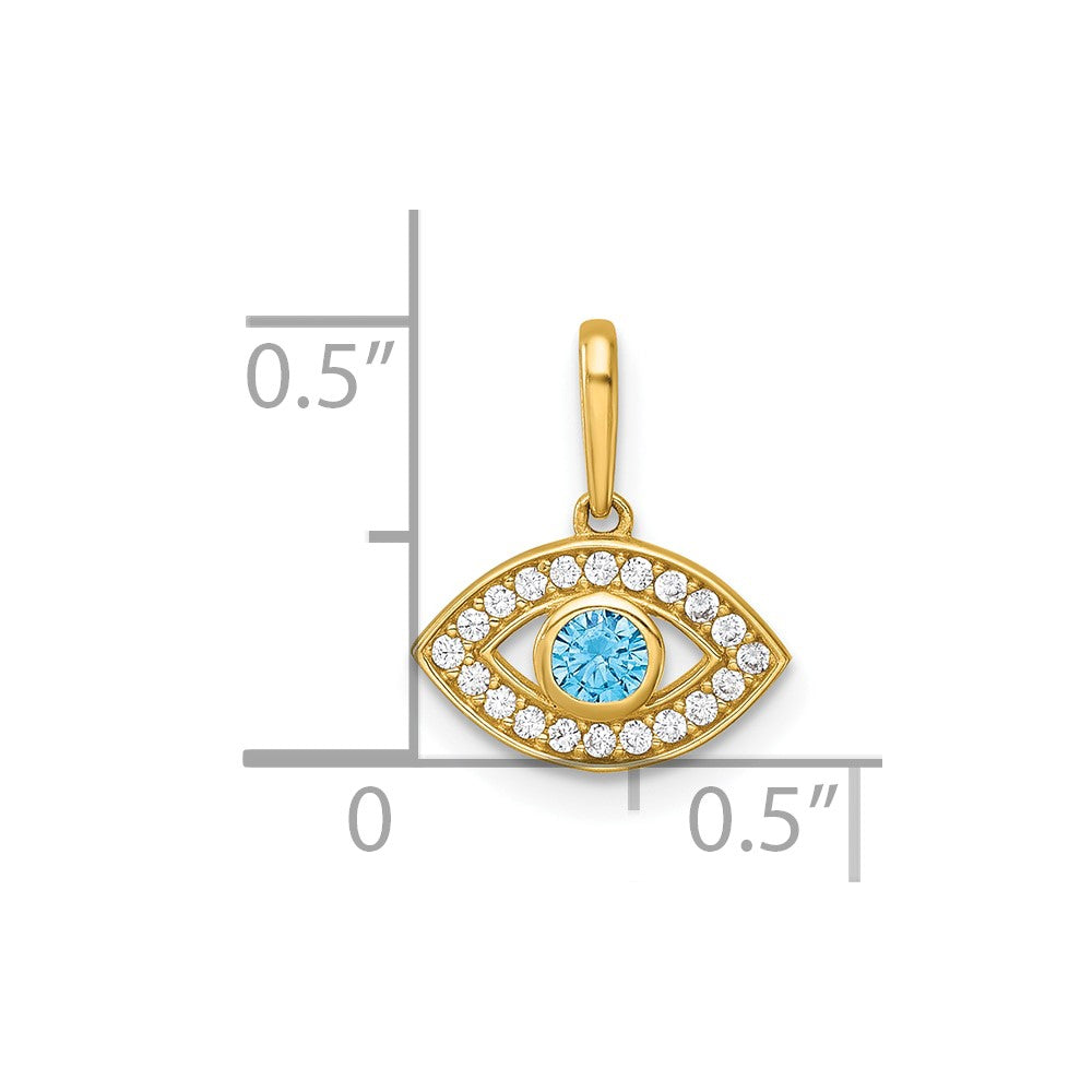 14k Polished CZ Evil Eye Pendant