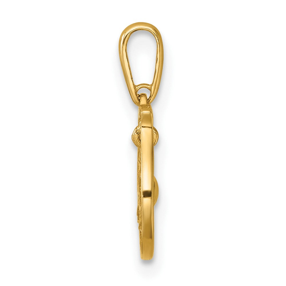 14k Polished Fish Bowl with Dangling Fish Pendant
