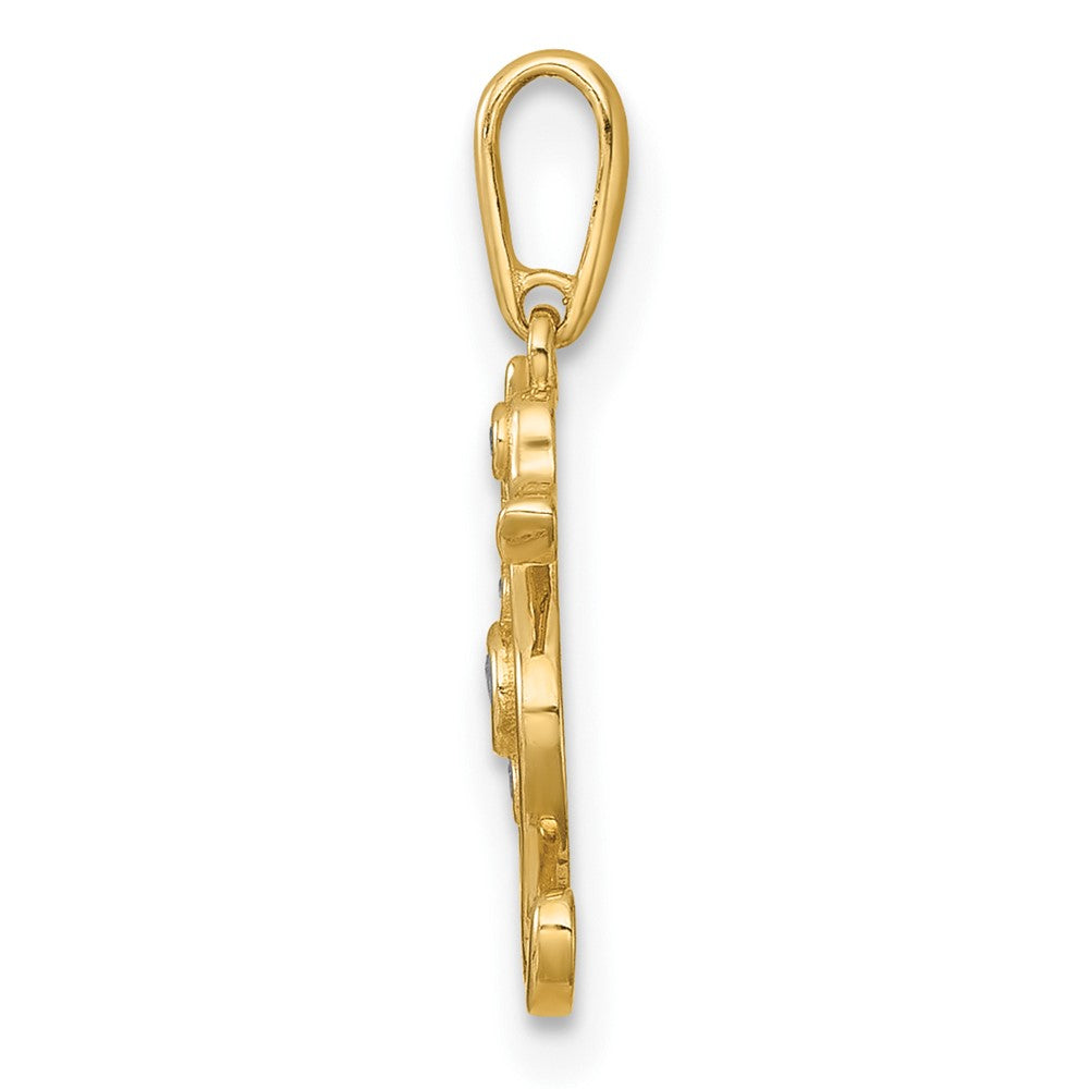 14k Polished CZ Seahorse Pendant