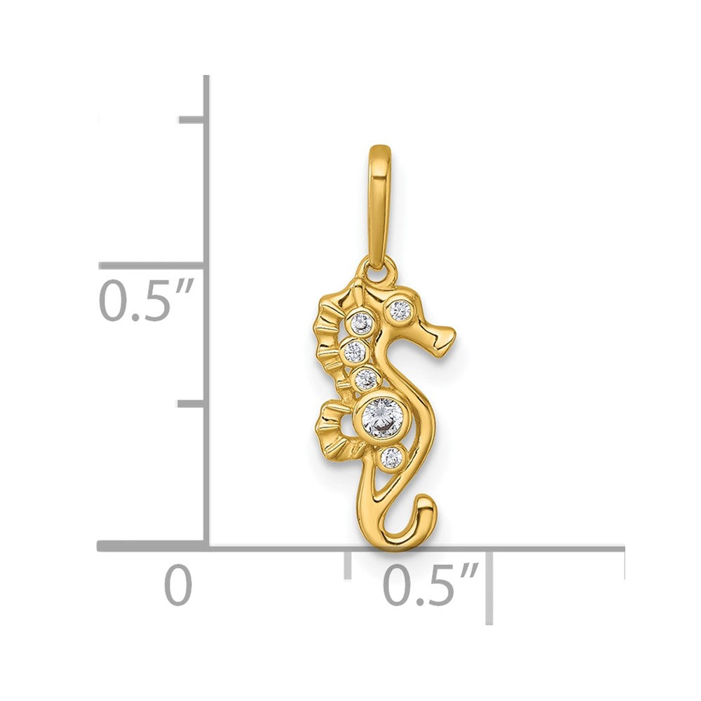 14k Polished CZ Seahorse Pendant