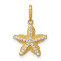 14k Polished and Textured CZ Starfish Pendant