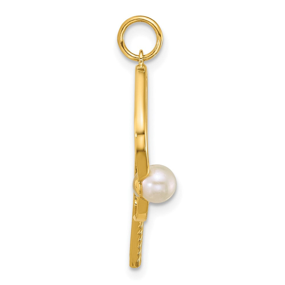 14k Polished Freshwater Cultured Pearl Pickleball Pendant