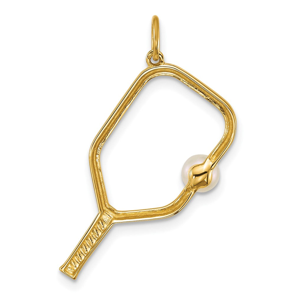 14k Polished Freshwater Cultured Pearl Pickleball Pendant