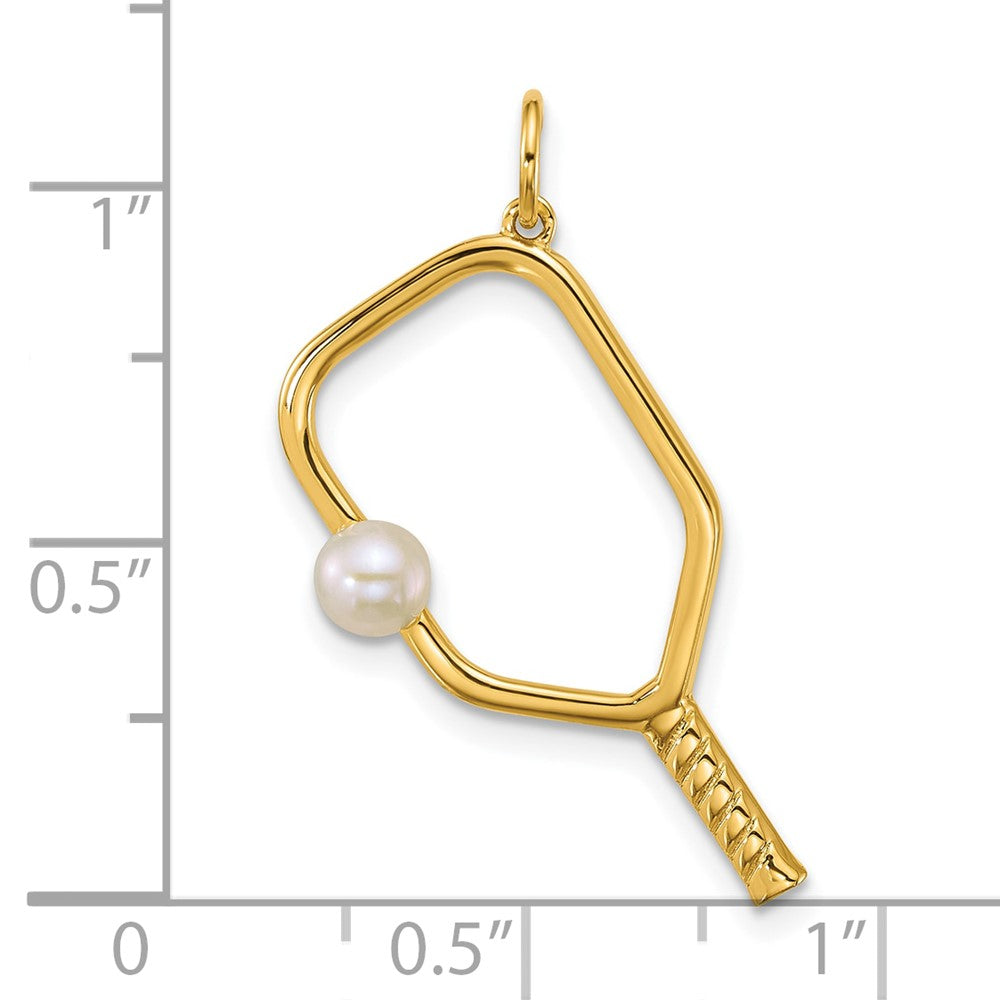 14k Polished Freshwater Cultured Pearl Pickleball Pendant