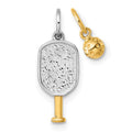 14k w/White Rhodium Pickleball Paddle and Ball 2 Piece Pendant Set