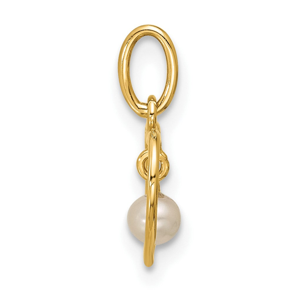 14K Polished Freshwater Pearl Heart Pendant