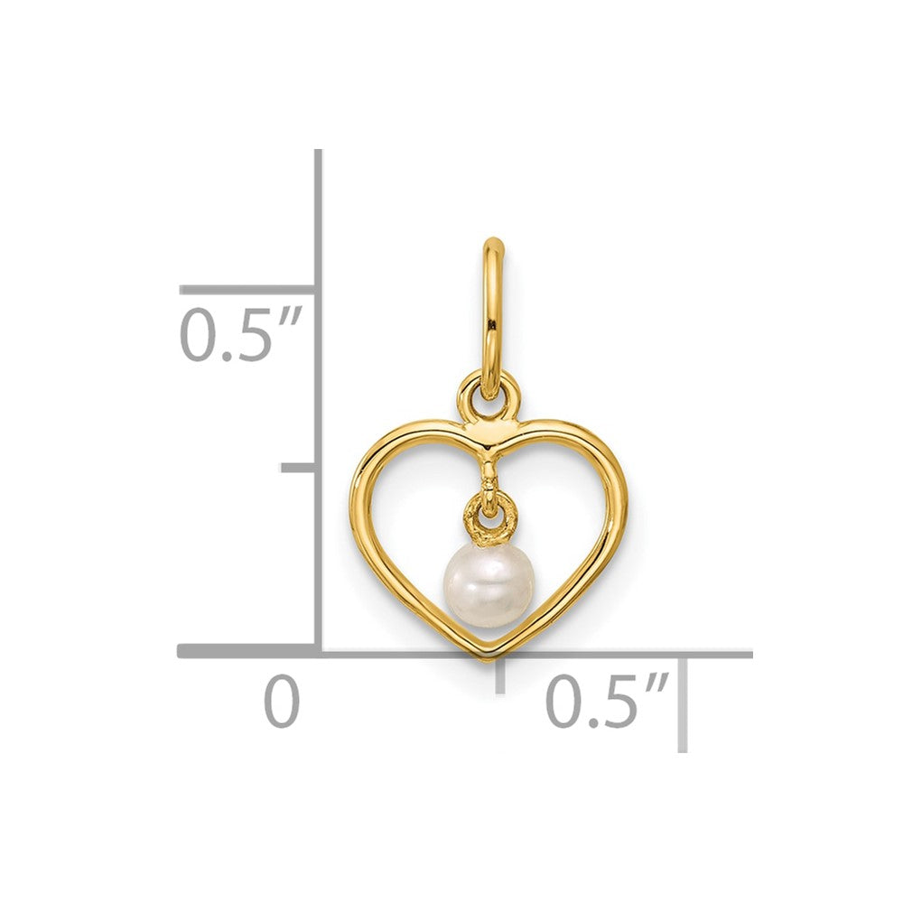 14K Polished Freshwater Pearl Heart Pendant