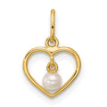 14K Polished Freshwater Pearl Heart Pendant