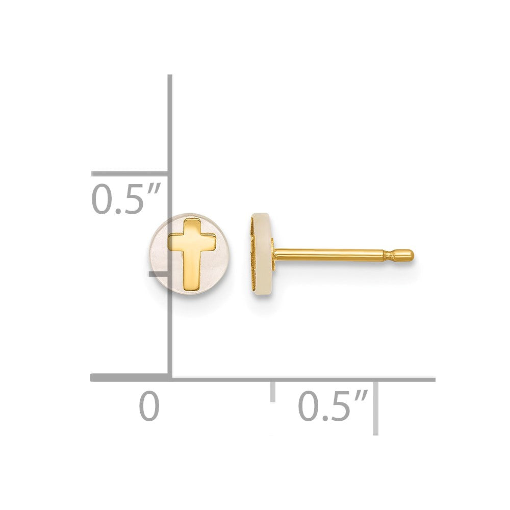 14K Polished Mother of Pearl Cross Post Earrings
