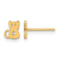 14K Polished CZ Cat Post Earrings