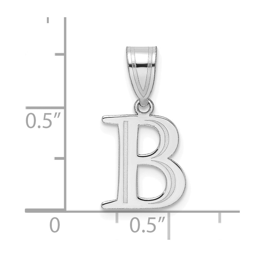 14kw Polished Etched Letter B Initial Pendant