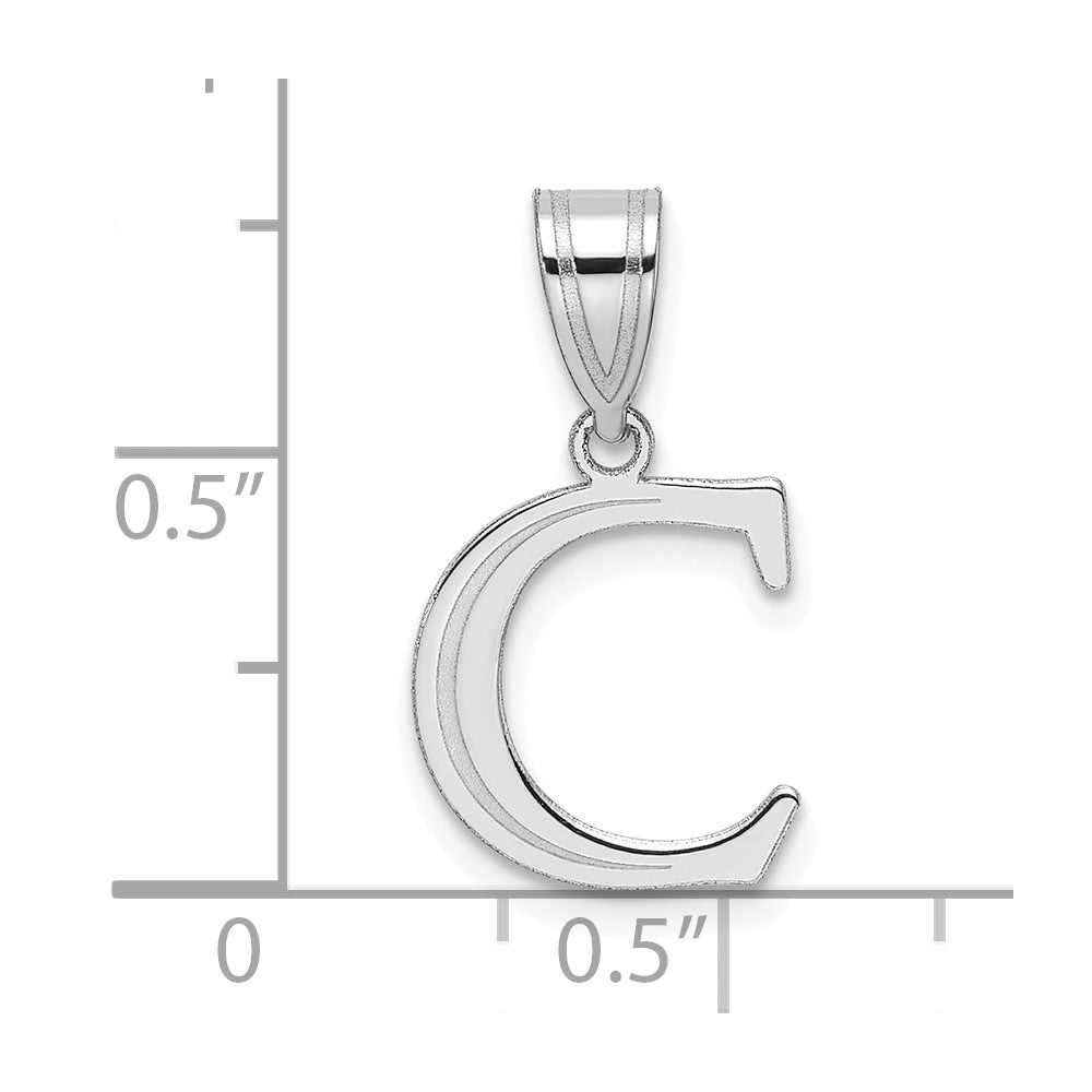 14kw Polished Etched Letter C Initial Pendant