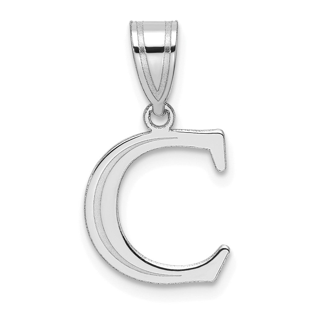 14kw Polished Etched Letter C Initial Pendant