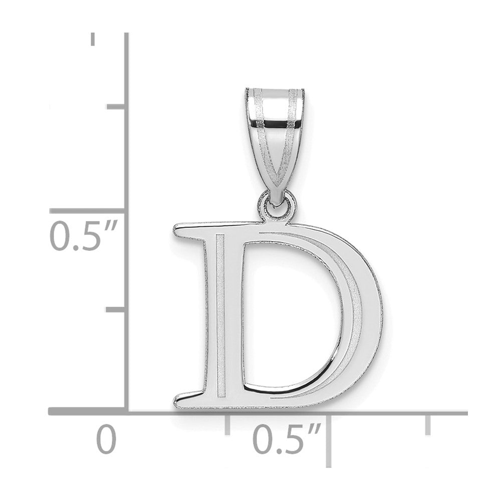 14kw Polished Etched Letter D Initial Pendant
