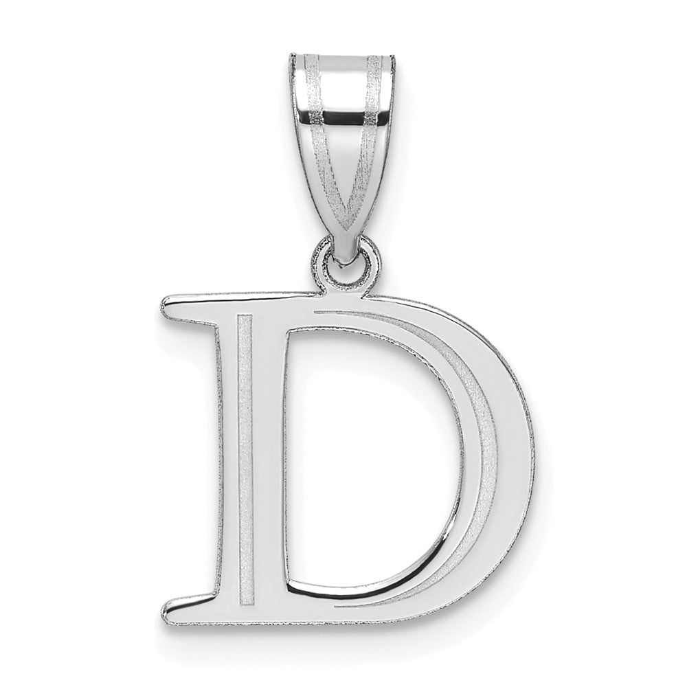14kw Polished Etched Letter D Initial Pendant