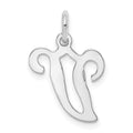 14KW White Gold Script Letter V Initial Charm
