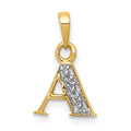 14KY with Rhodium Diamond Letter A Initial Pendant